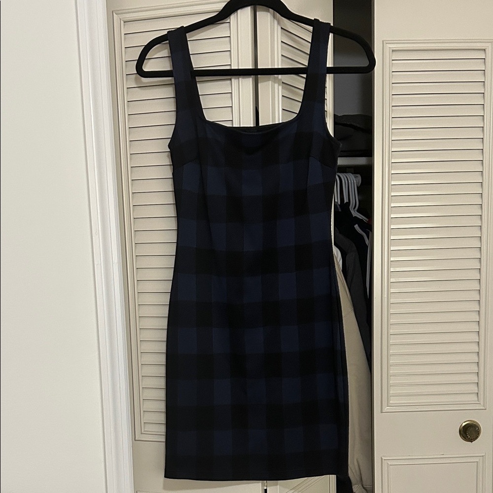 Windsor Black and Blue Plaid Mini Dress